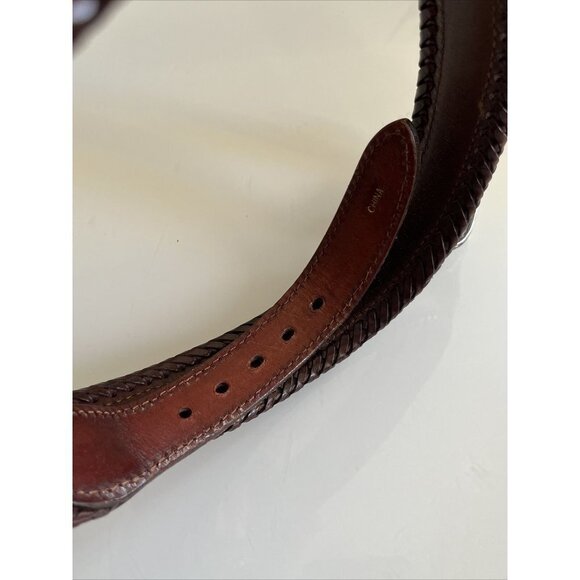 Vintage Boho Leather & stitched Fabric Belt USA 40 - Picture 3 of 5